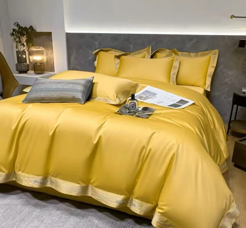 黄色克罗娜纯棉绣花四件套mm