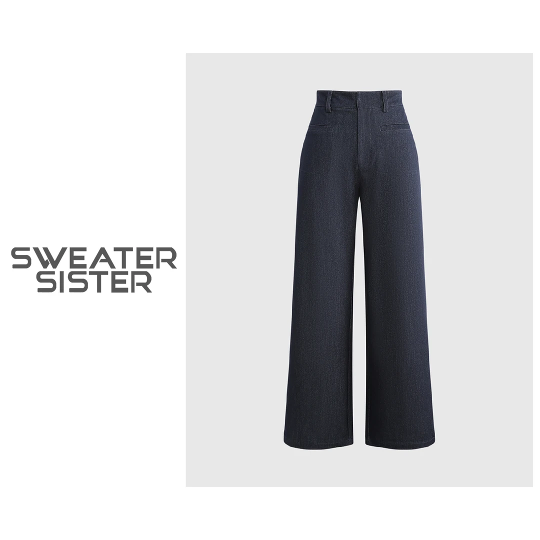 松弛感宽松时尚立体休闲直筒阔腿牛仔裤女551-173