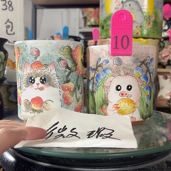 满38包邮 景德镇手绘花盆