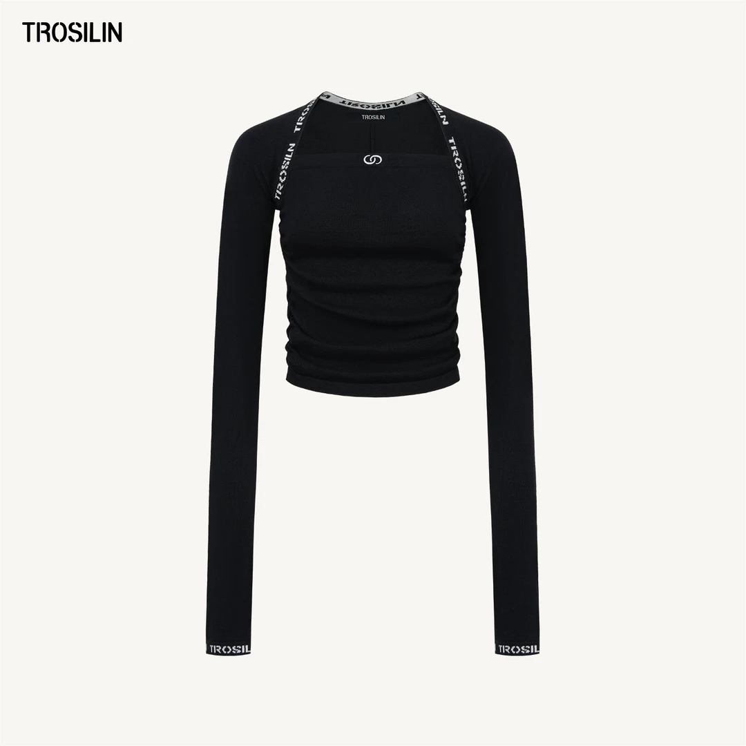TROSILIN25秋冬 Signed Square Neck Top方领针织长袖H2511SW26BK
