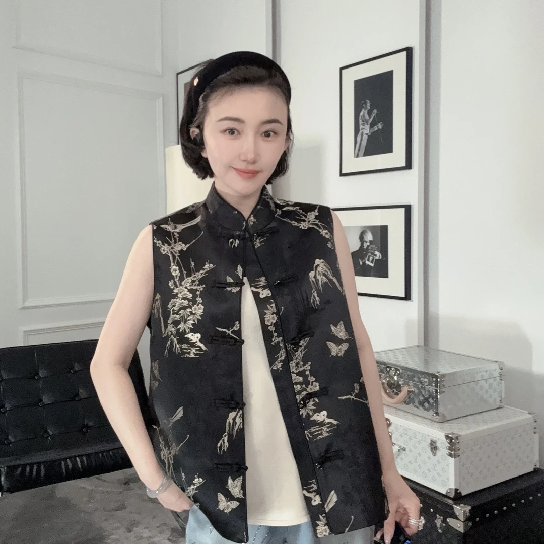 Betty Bairn【梦泽】新中式国风盘扣提花刺绣马甲24A-BW7627