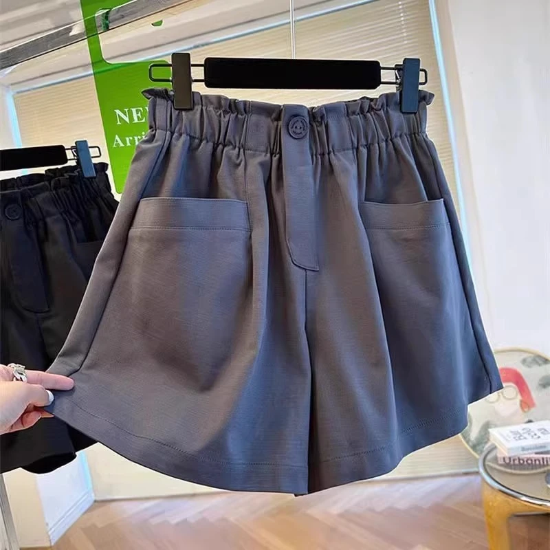 夏季薄款外穿运动女款爆款2025新款灰色五分休闲西装宽松阔腿短裤