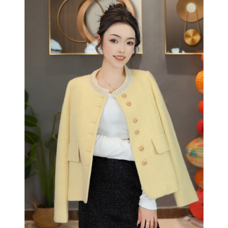 高品质法式羊毛小香风外套女春秋气质时尚百搭显瘦轻奢开衫大衣