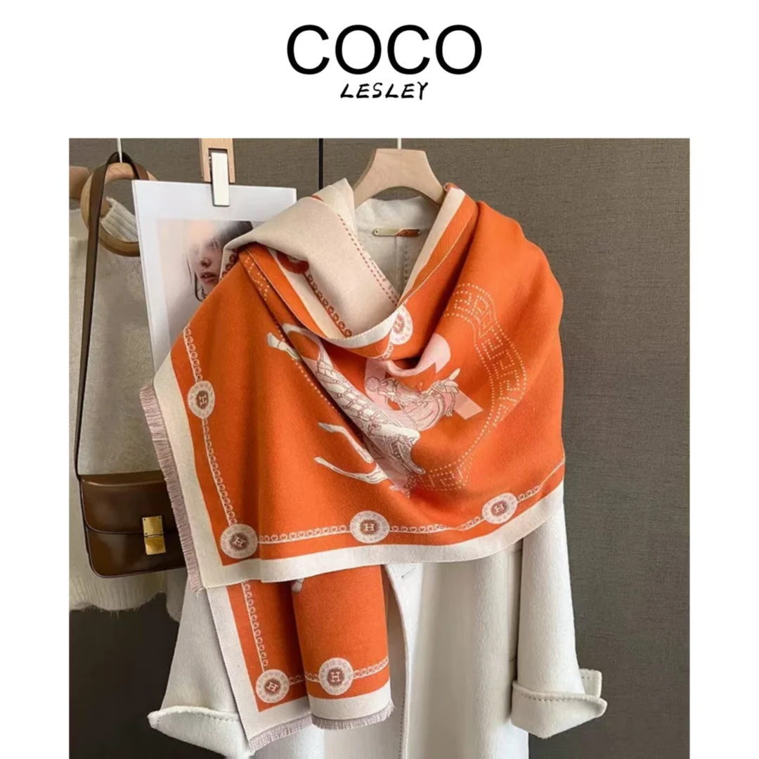 【COCO LESLEY】【H骏马】WJ-1423 羊毛百搭轻奢时尚围巾 Y