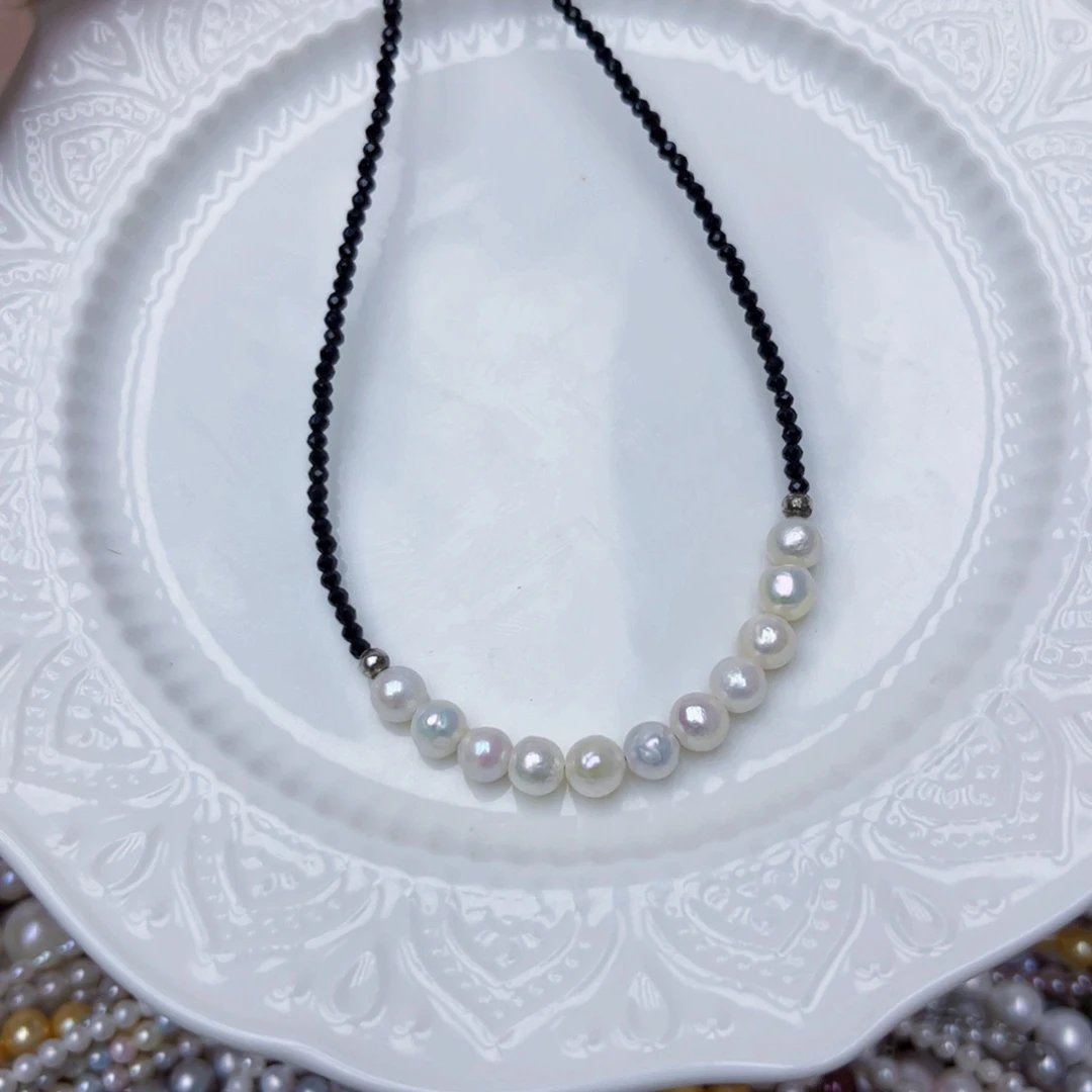 淡水珍珠银S925镶嵌颈饰