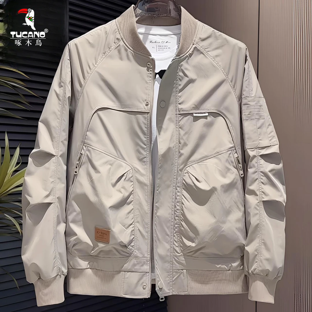 啄木鸟夹克男2025年秋冬新款潮牌工装复古修身飞行员棒球领外套