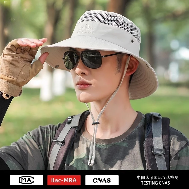 帽子男士新款夏季防晒钓鱼风扇渔夫太阳帽男遮阳休闲户外草帽凉帽