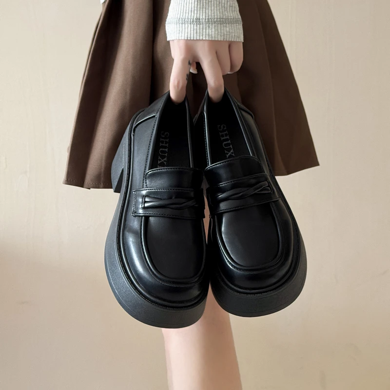 （送运费险）厚底防滑懒人鞋皮鞋防磨日系秋季乐福鞋极简风英伦风