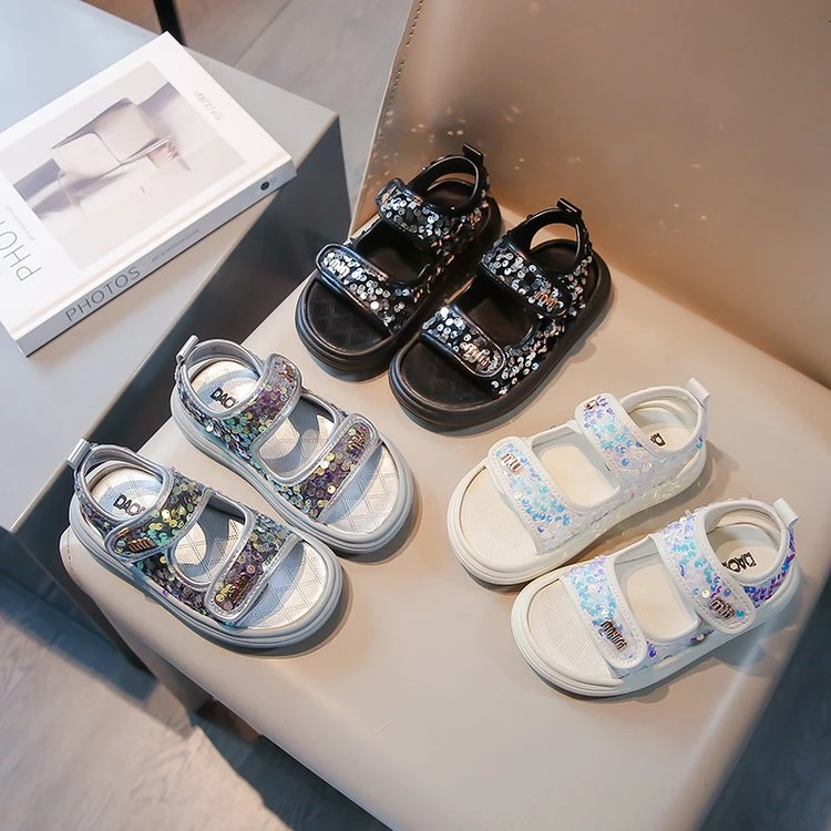 凉鞋小脚掌，大梦想。露趾全阶段其他pvc亮丝/亮片儿童女童时尚休闲