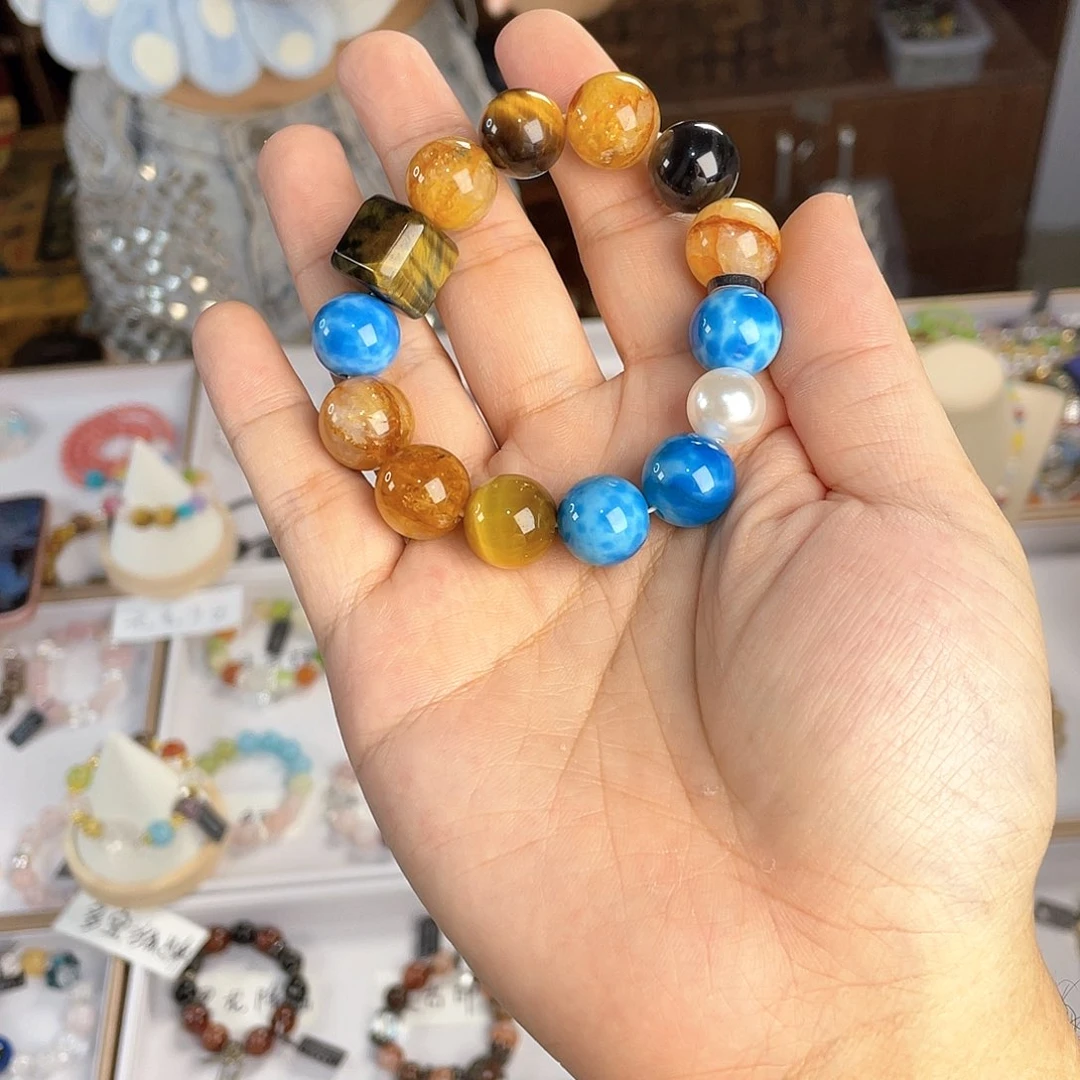 水晶手链银S925镀金镶嵌