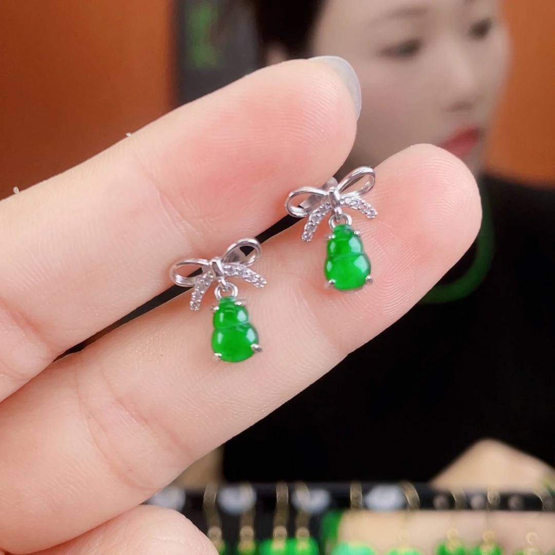 翡翠银S925镶嵌耳饰