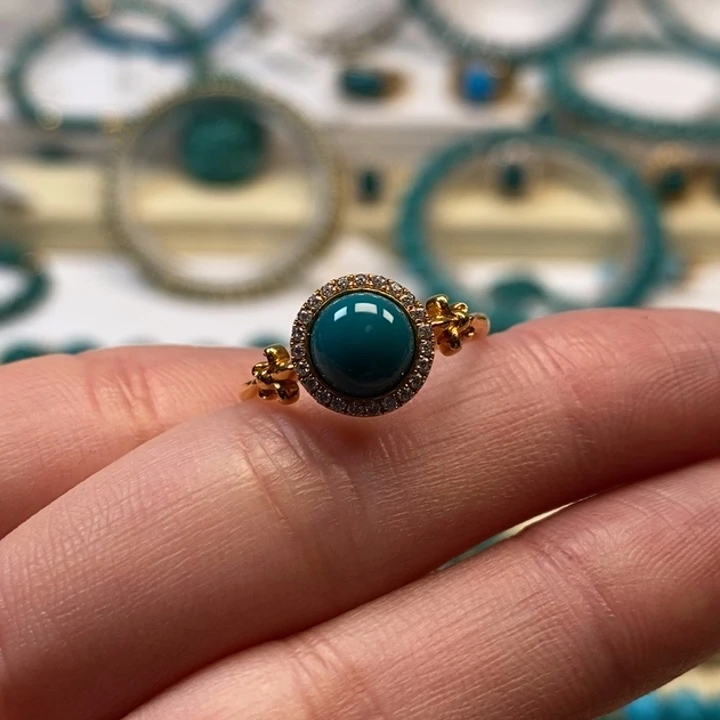 绿松石珠宝奇石18K金镶嵌AA257