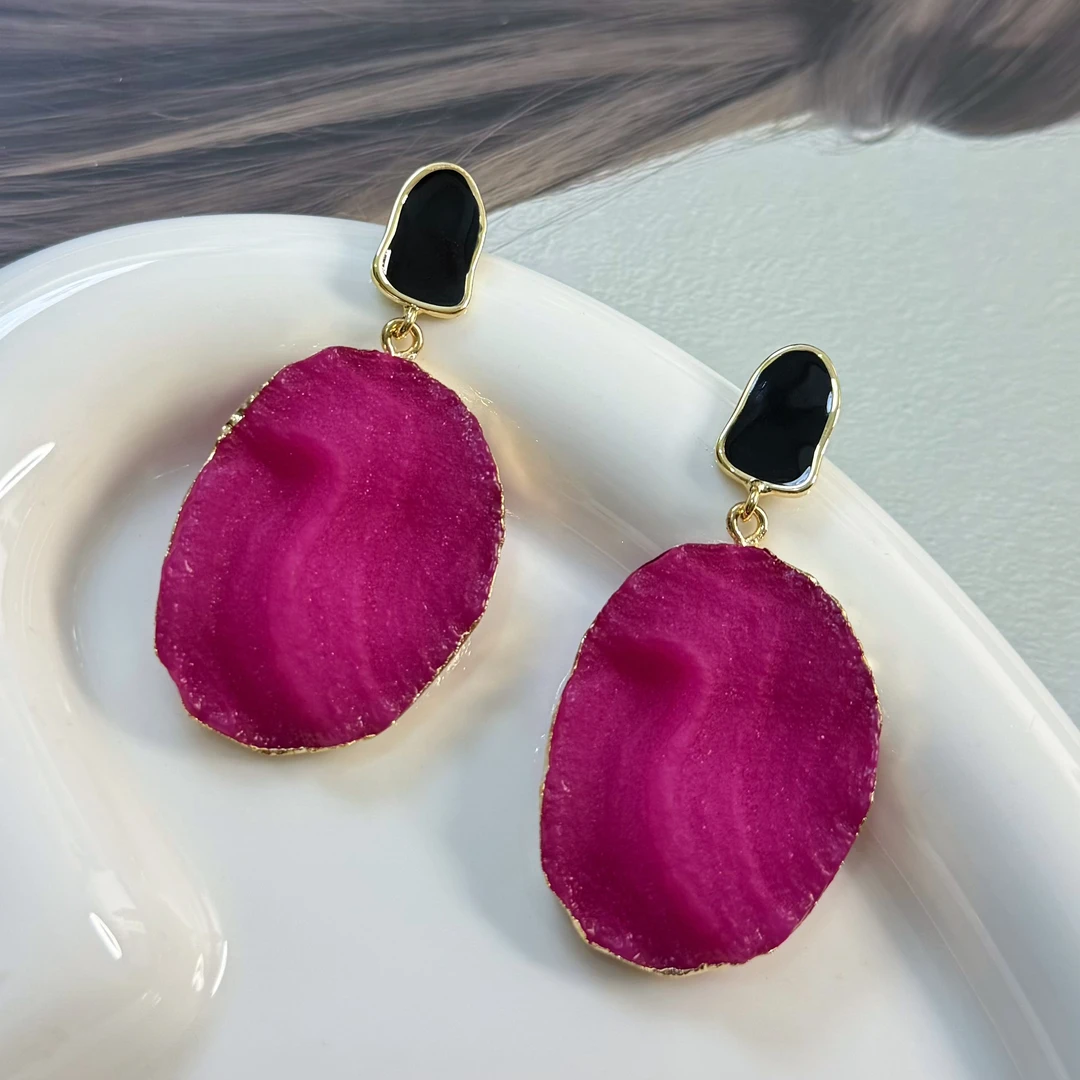 铜合金耳饰 r863克莱因蓝耳钉新款潮耳环女高级感轻奢小众气质