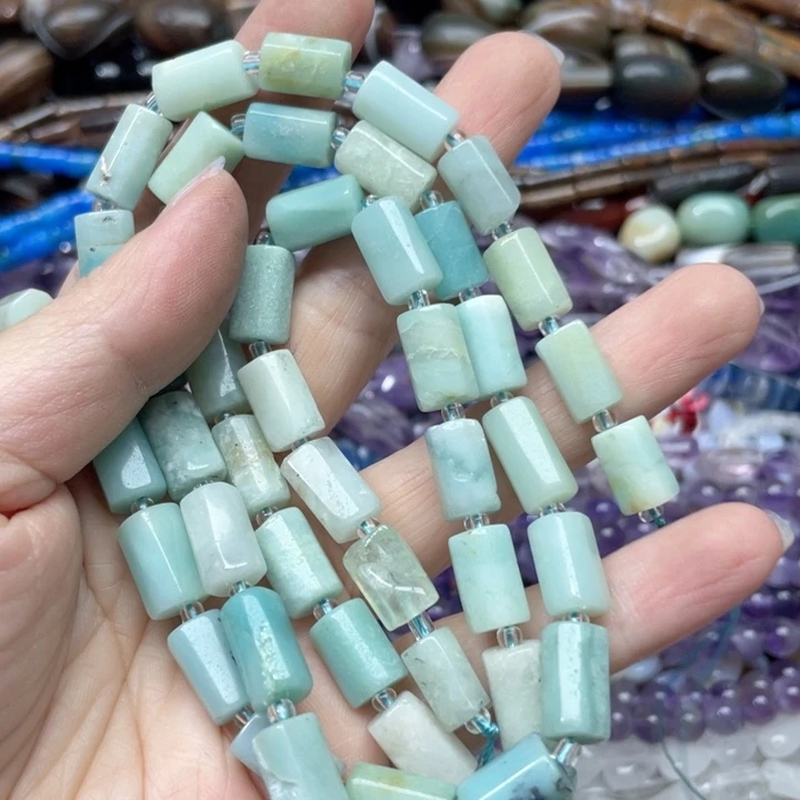 玛瑙/玉髓合金珠宝半成品一条8x13m亚马逊桶珠