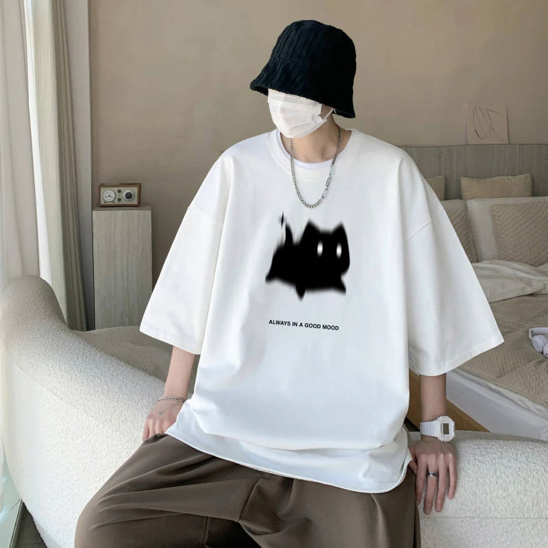 男短袖t恤2025新款夏季美式重磅潮牌印花情侣衣服T恤少年半袖