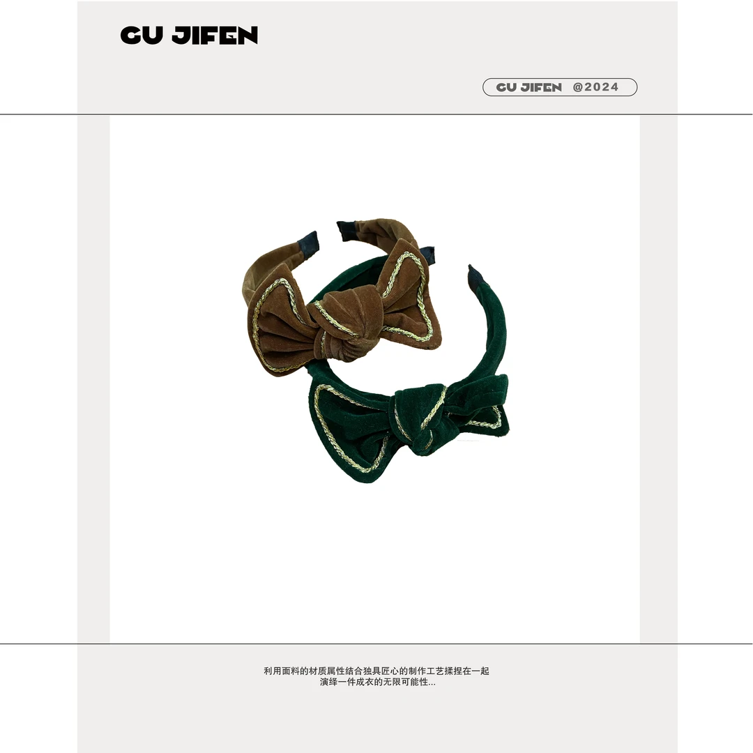 GU JIFEN｜法式蝴蝶｜气质百搭蝴蝶结发箍绒布头箍轻奢发饰 X55385