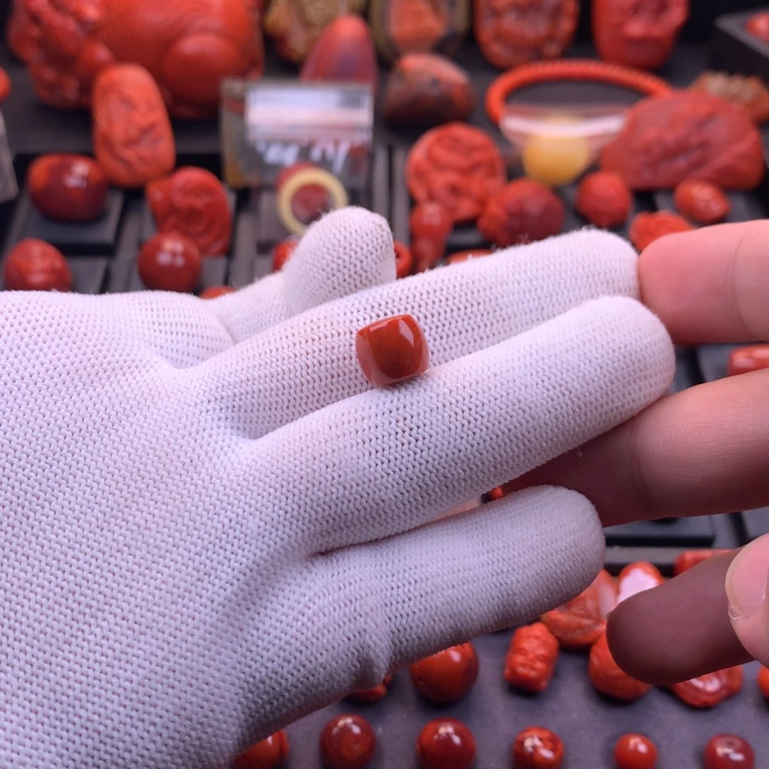 南红玛瑙未镶嵌川料火焰纹满肉直切单珠10.5mm