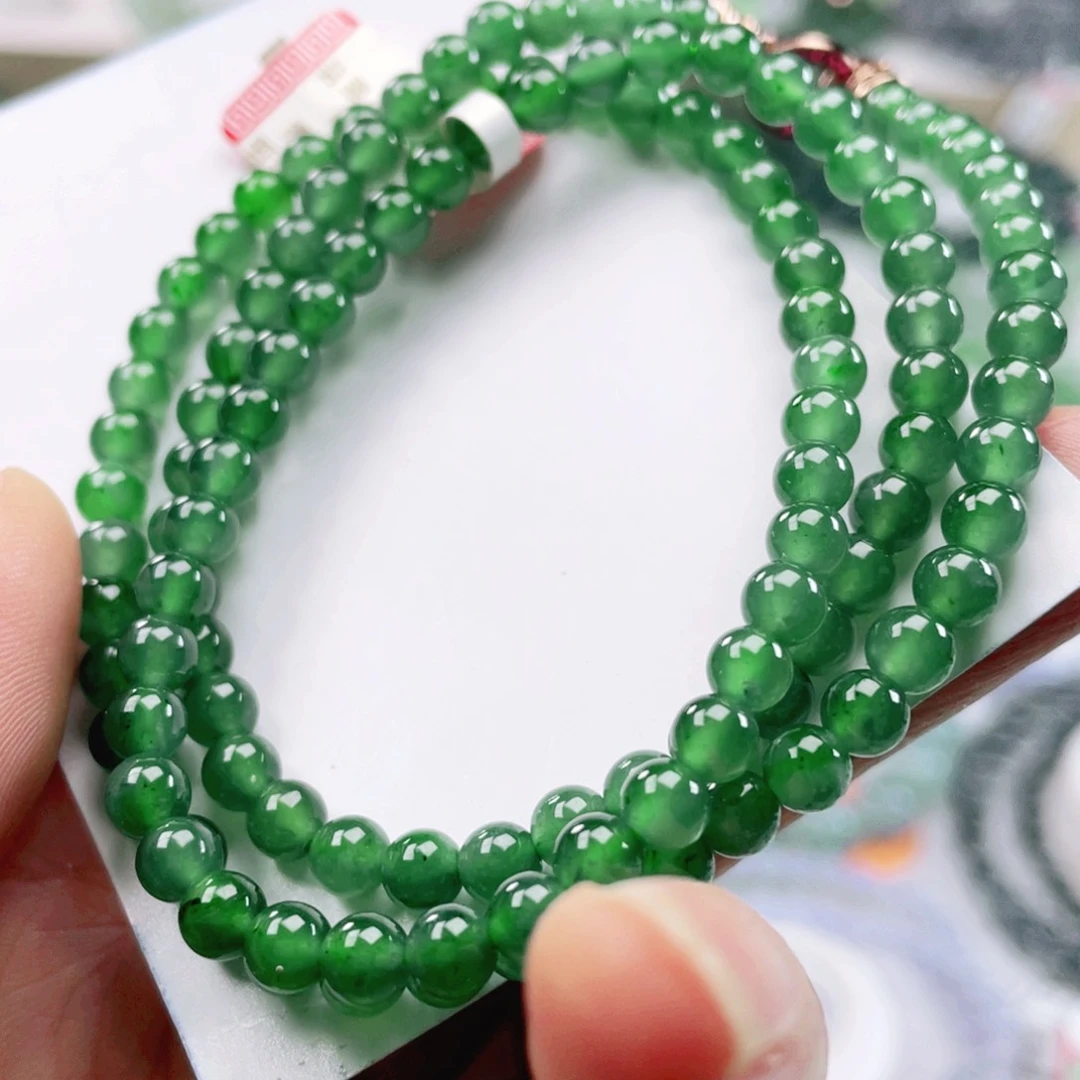 翡翠未镶嵌项链天然翡翠项链5mm