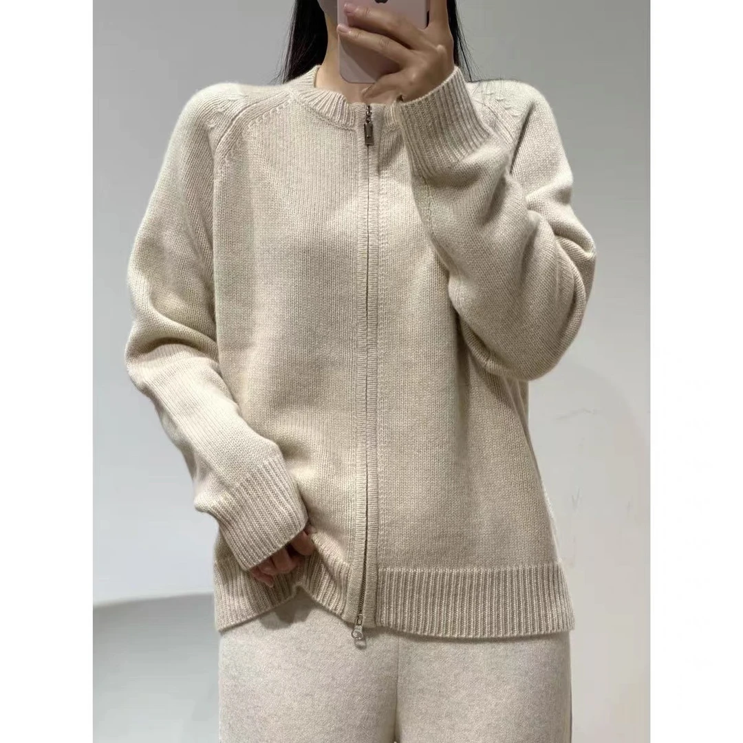 棒球服纯羊绒双拉链外套开衫拉链