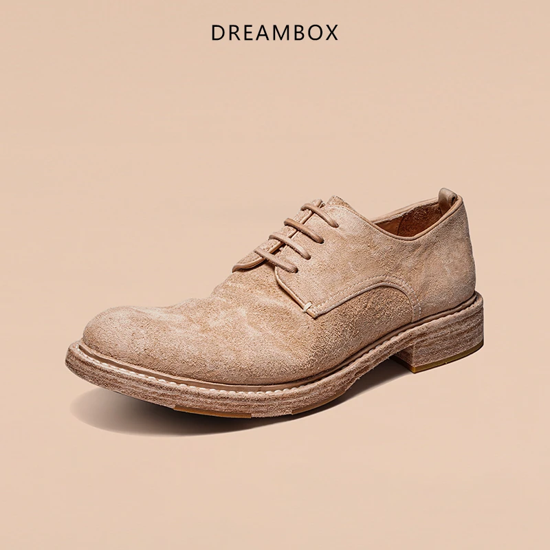 DREAMBOX钧博vibram防滑耐磨高端男士皮鞋马反绒手工固特异德比鞋