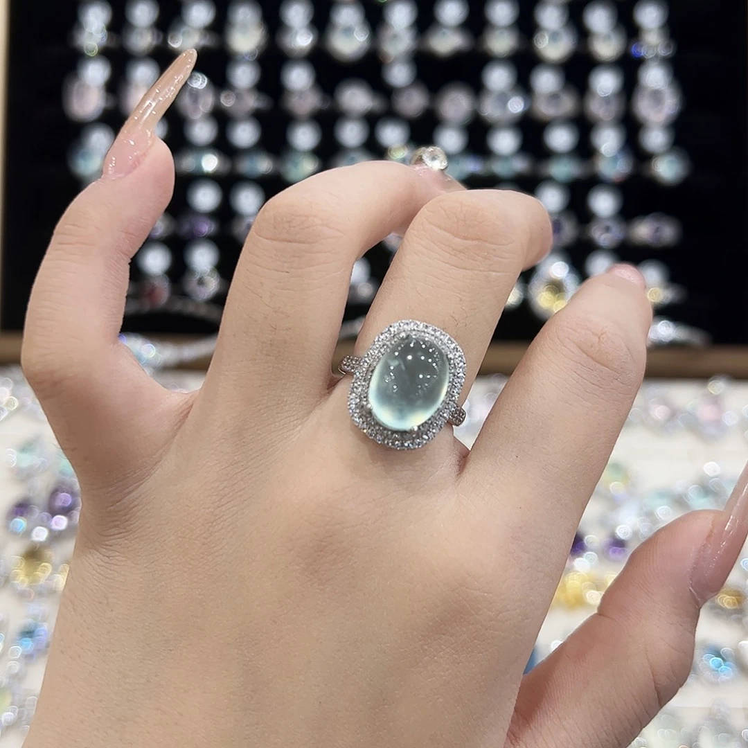 姜***姜银S925镶嵌岫玉戒指