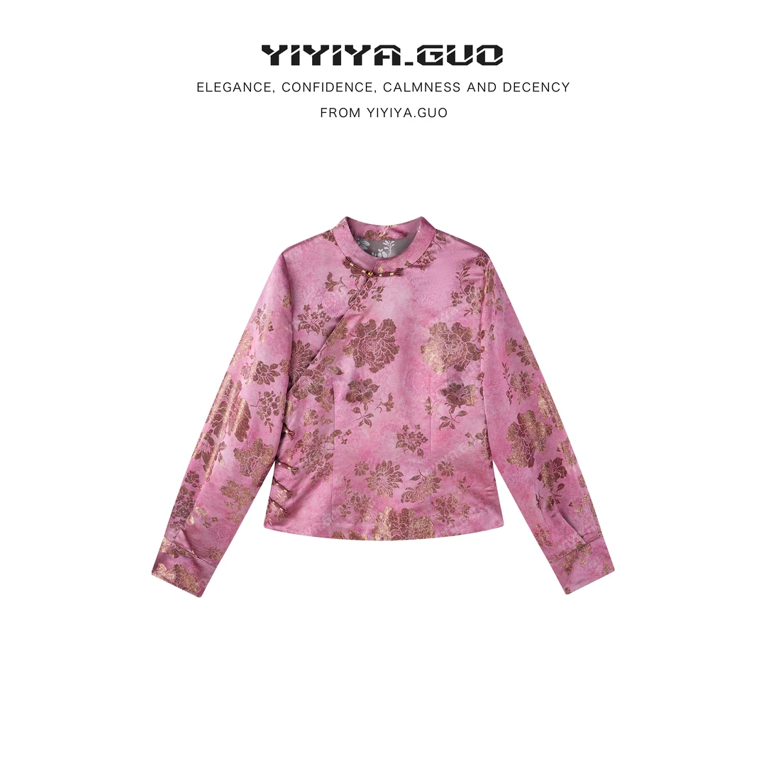 yiyiya.Guo艺艺吖【彩缎·秋月】提花斜襟立领上衣090043SS52