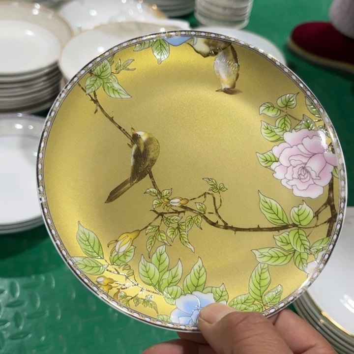 瓷片琴瑟六寸谷碟六个微瑕