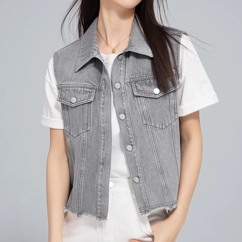 牛仔马甲女2025新款夏季薄款无袖纯棉外套毛边设计感小众轻熟上衣