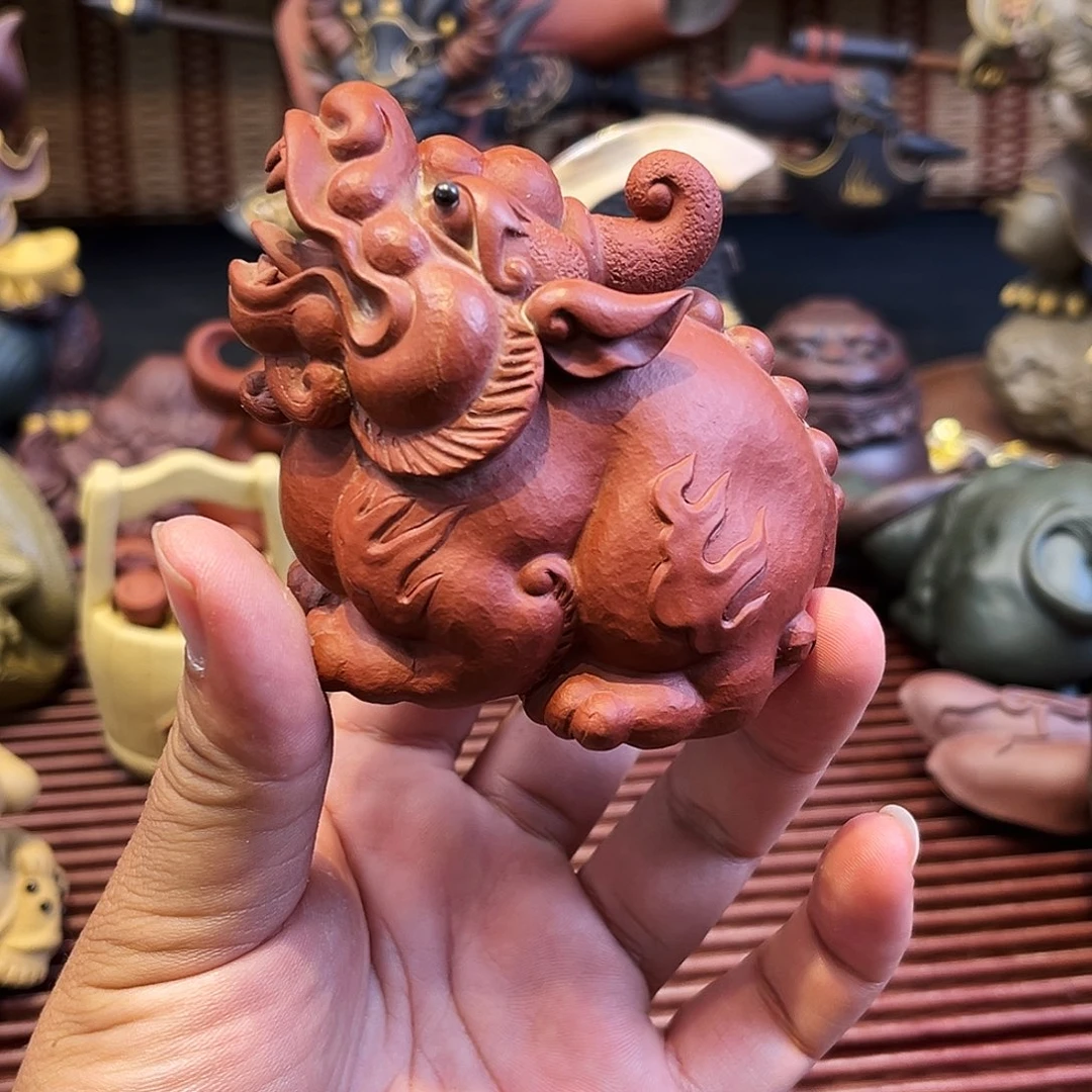 可***翅紫砂茶杯高端紫砂雕塑茶宠微瑕