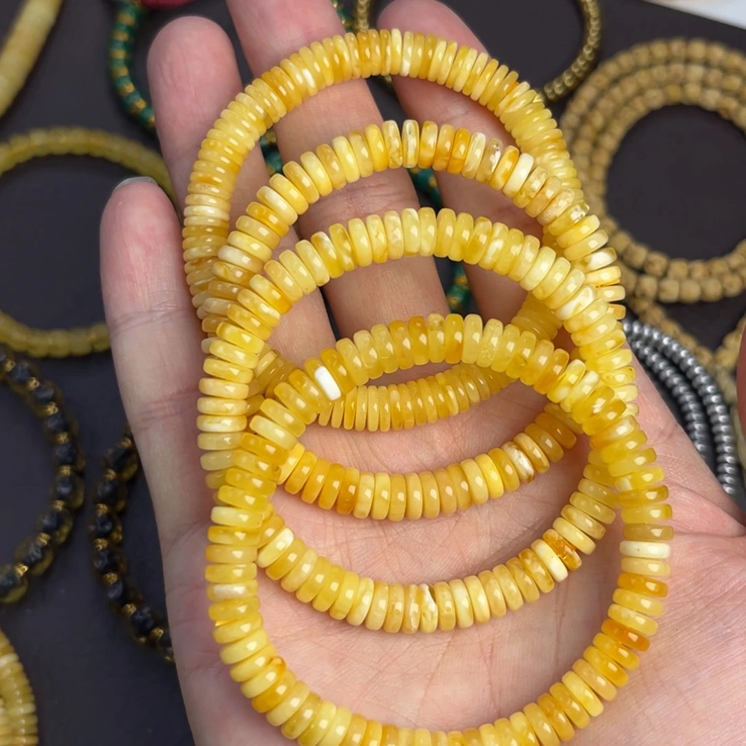 琥珀未镶嵌裸石7mm蜜蜡药片多样发其一001