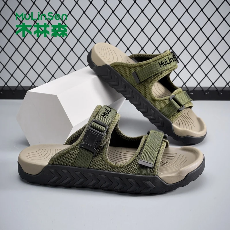 木林森凉鞋男士夏季新款开车外穿防滑沙滩鞋耐磨透气鞋子男款拖鞋