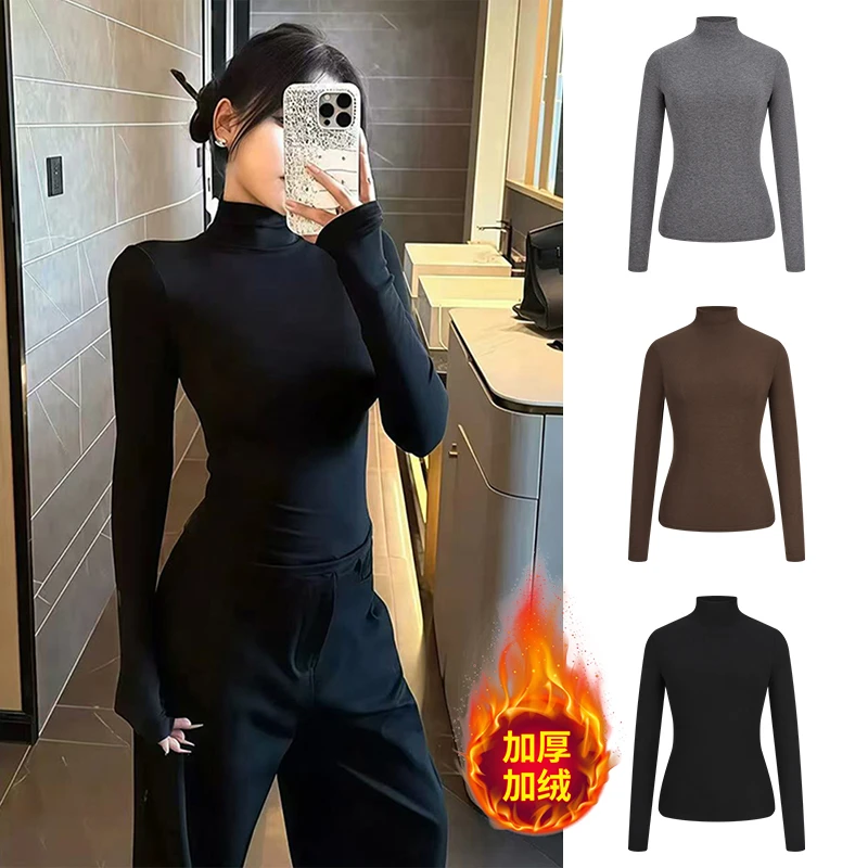 Moses Queen/魔西女王美式半高领长袖内搭打底衫秋冬显瘦保暖上衣