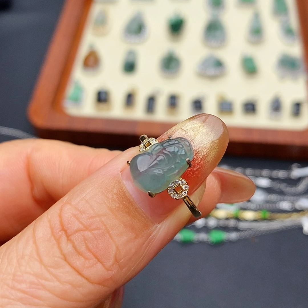 银S925镶嵌戒指翡翠