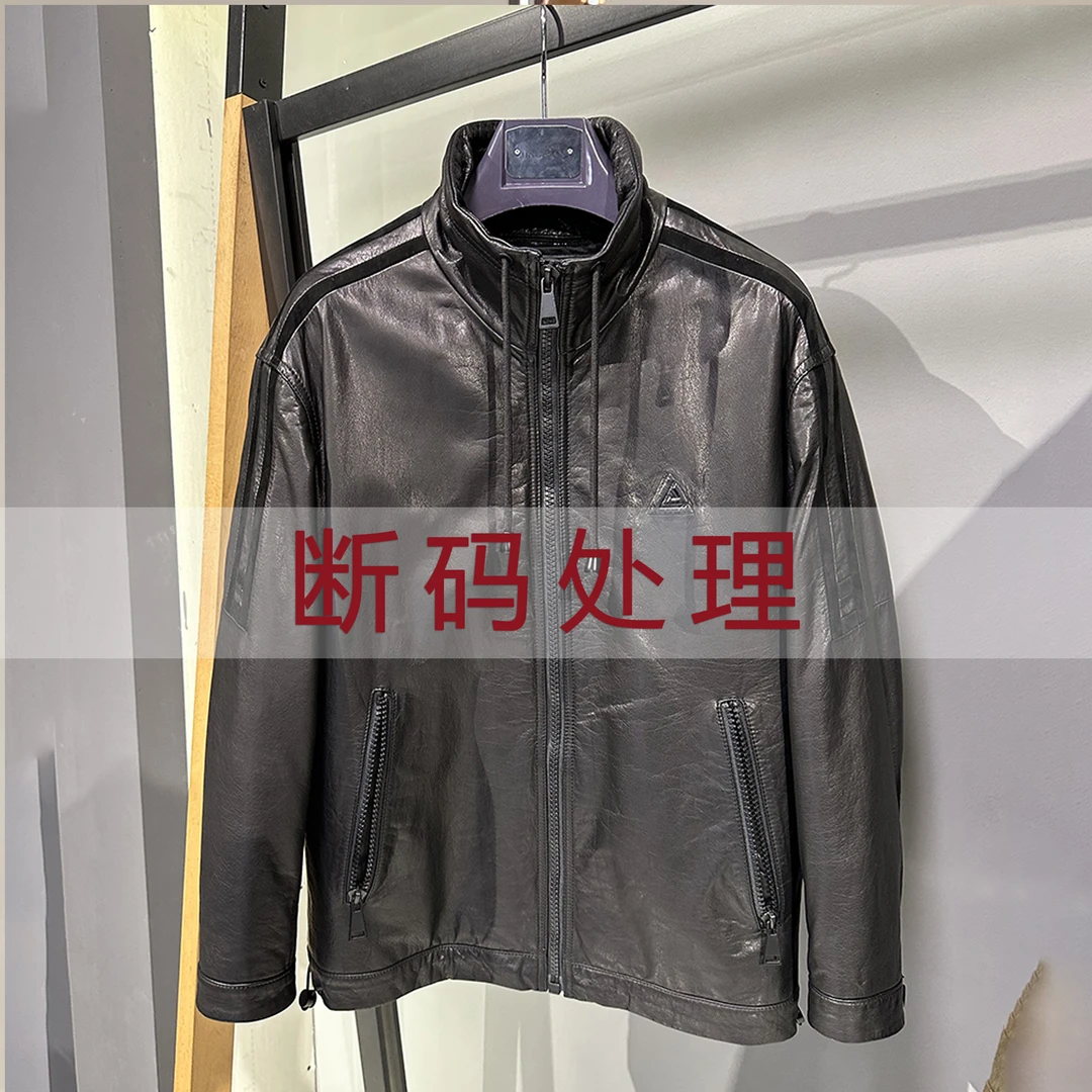 2317-N海宁头层--牛皮立领 真皮皮衣 男士休闲羽绒内胆皮夹克外套