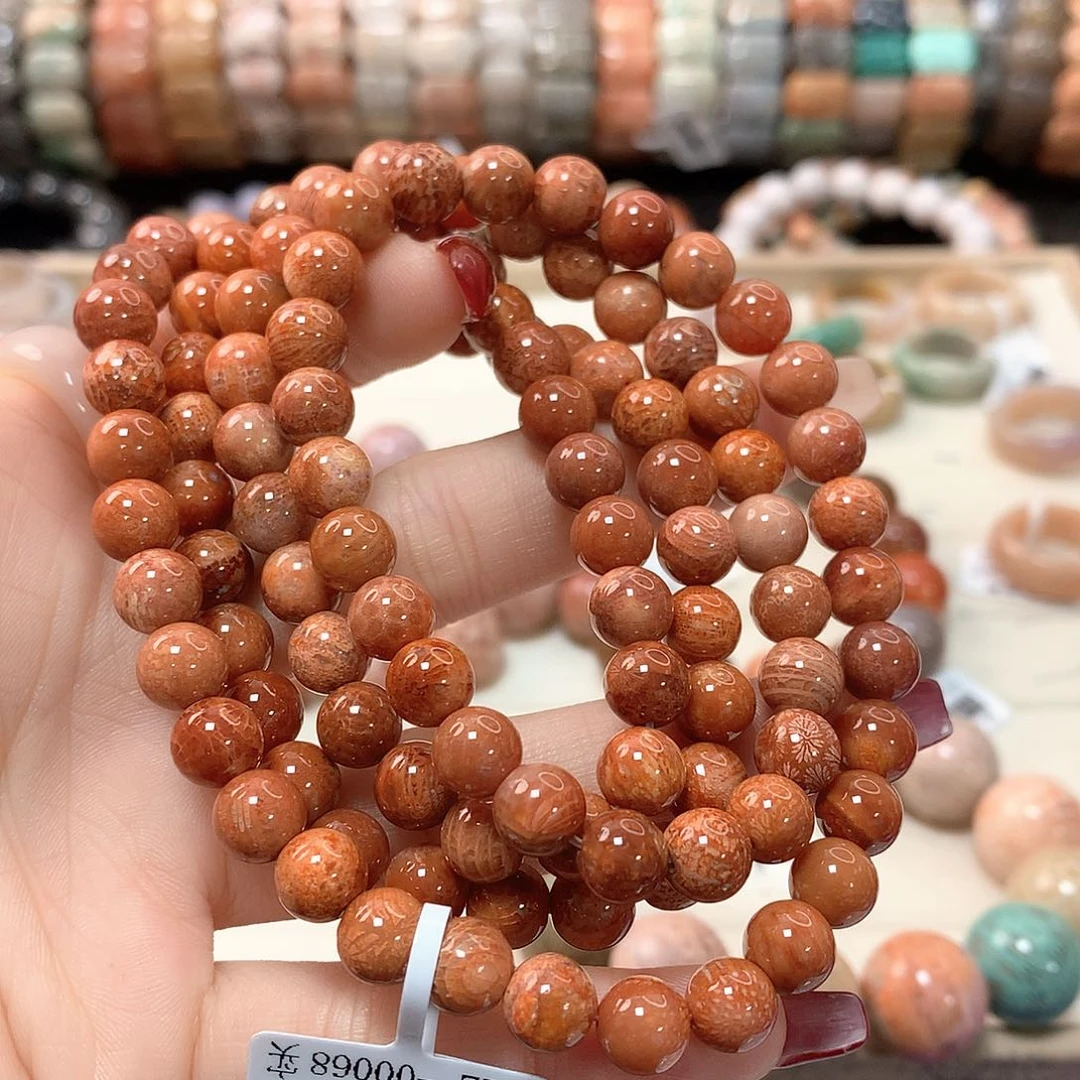 硅化珊瑚（珊瑚玉）手链未镶嵌乌****子184