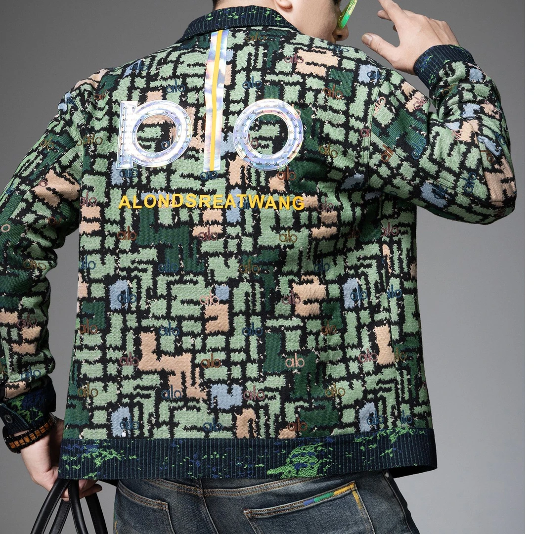 HAESONMENEAT哈逊梅奈时尚欧货男士提花外套秋季潮流翻领休闲夹克