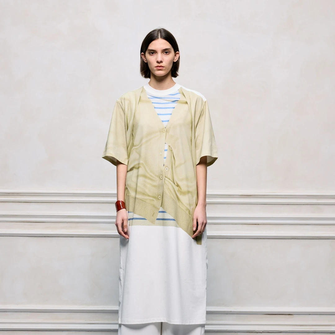 有尾YOUWEI错视白色印花T恤休闲连衣裙宽松夏季Y5725210/Y5725211