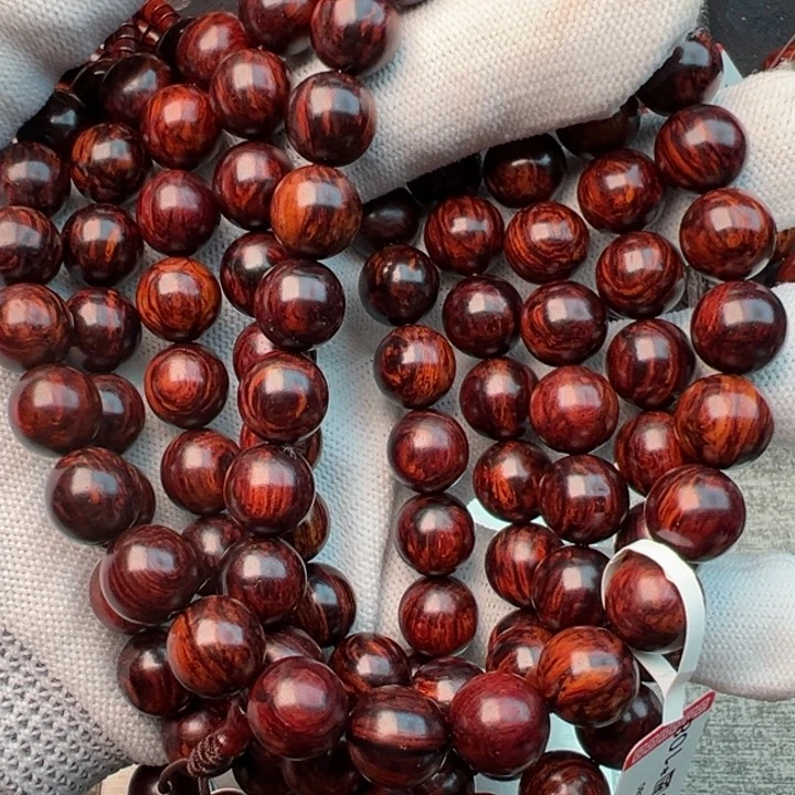 木海南红降1.0圆珠满油满纹超一档精品多圈