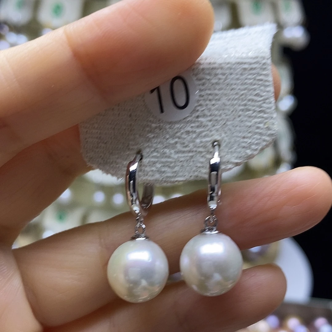 耳饰银S925镶嵌淡水珍珠