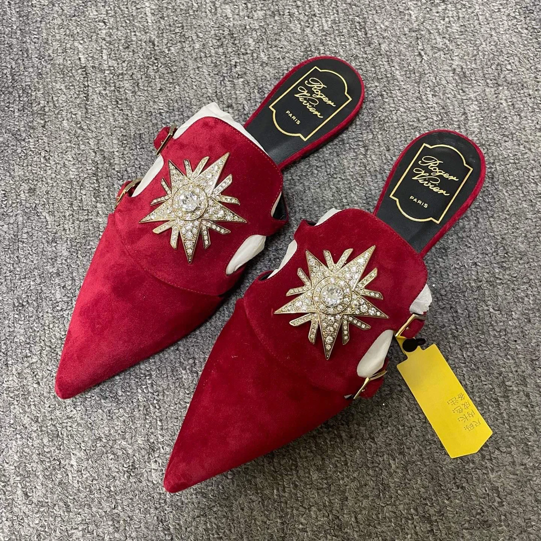 99新 Roger Vivier/罗杰·维威耶 锥形鞋头包头拖鞋 39码/10304