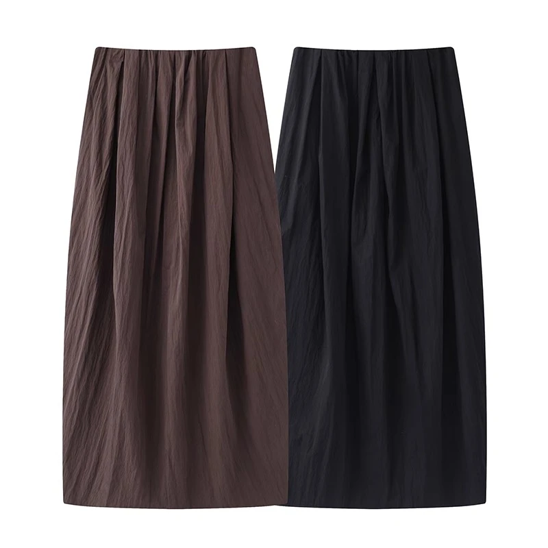 3504艾2025夏季新款两色时尚半裙显瘦宽松休闲裙子直筒高腰a字裙