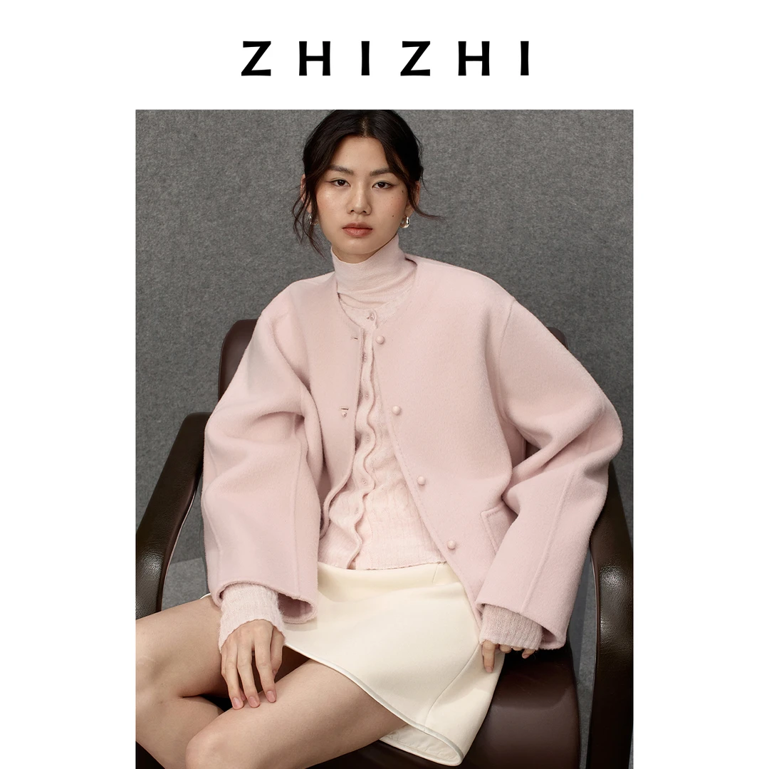 【温温专享】致知 江城梅 丝牦牛绒短款圆领外套宽松ZZ2EWWW9020