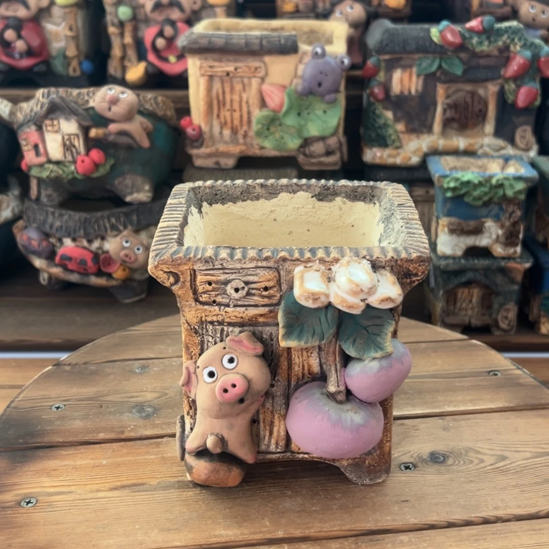 红陶嘻哈多肉花盆