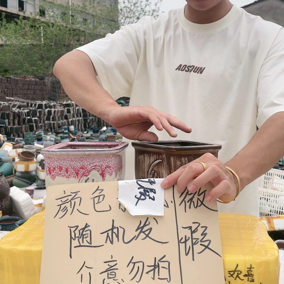 宜兴紫砂粗陶花盆