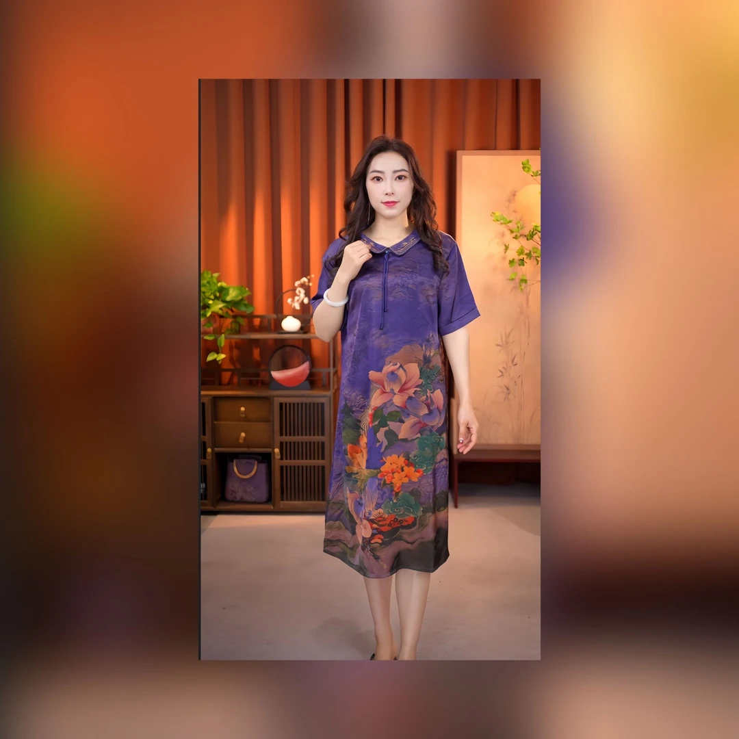 K72-时尚舒适新国风优雅高贵刺绣款连衣长裙