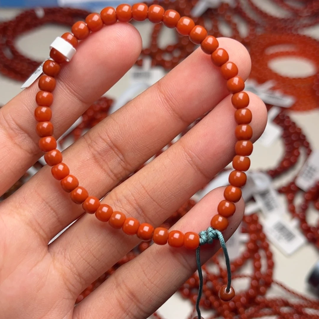 手链未镶嵌南红玛瑙原矿全品瓦西料满色满肉柿子红精工4m+