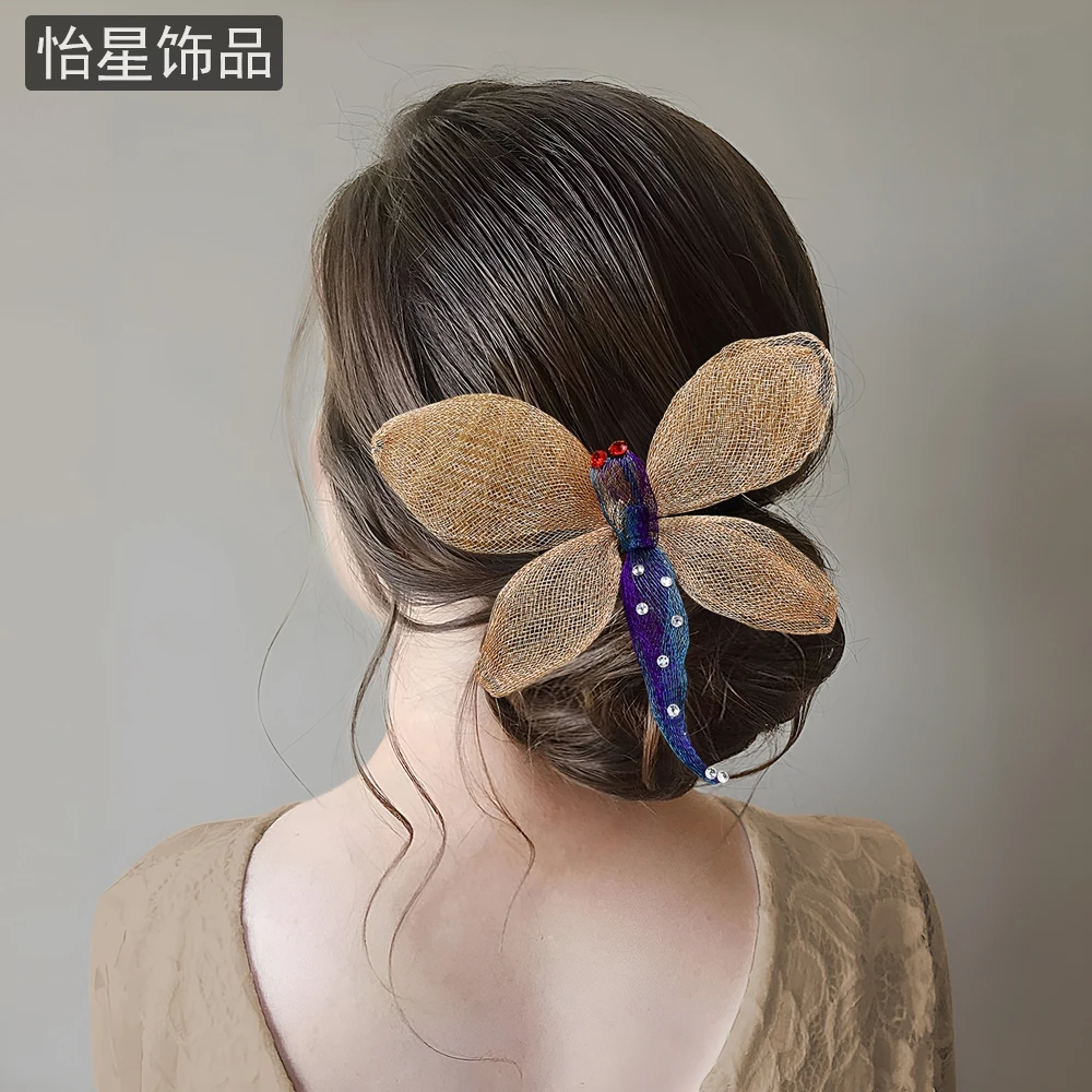 怡星 蜻蜓造型发夹可爱甜美气质手工编织合金网发饰礼服搭配A189