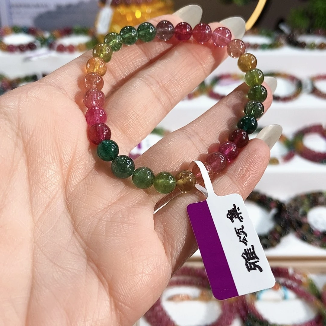 碧玺未镶嵌手链G2637素圈颜色微差