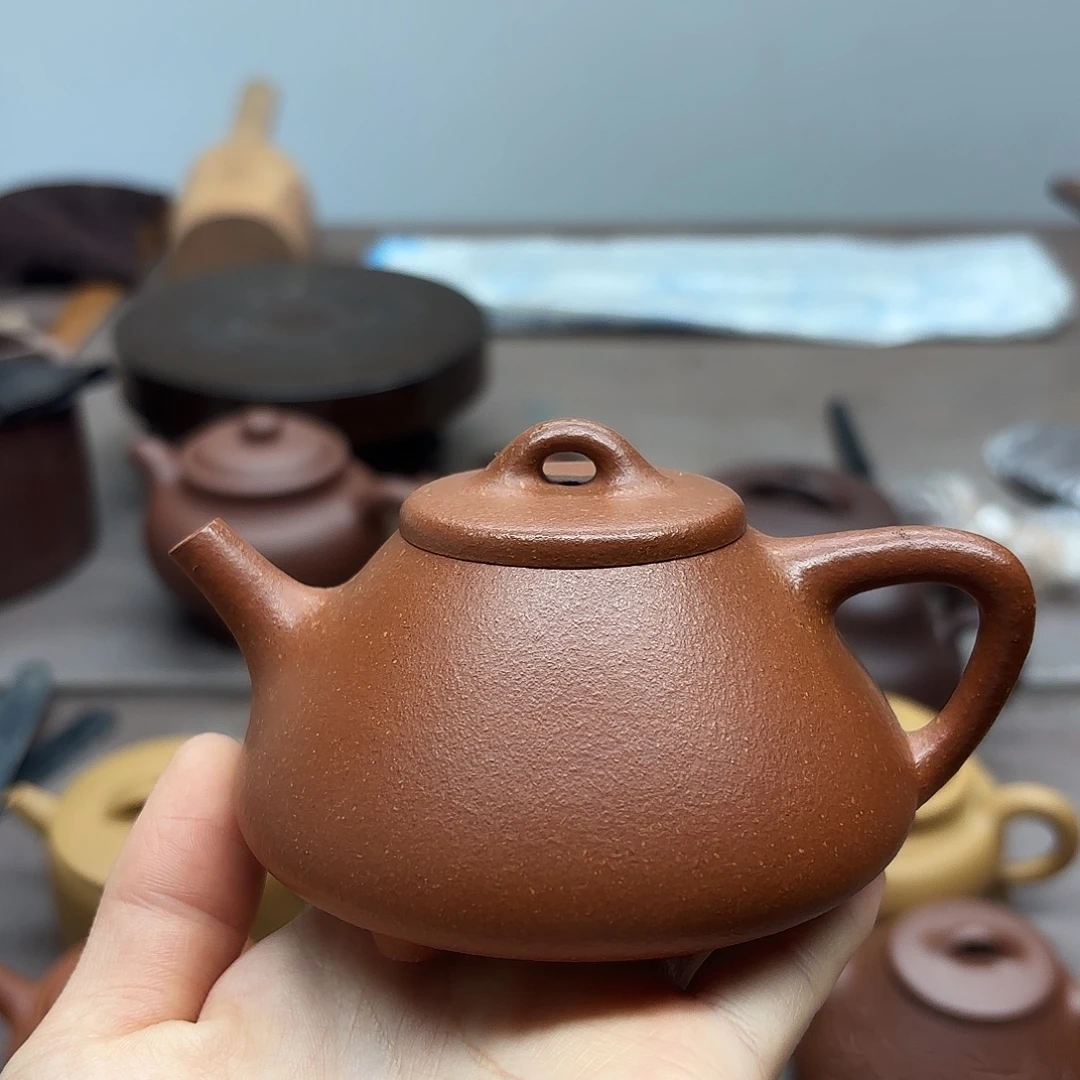 紫砂茶壶红降坡石瓢150cc微瑕