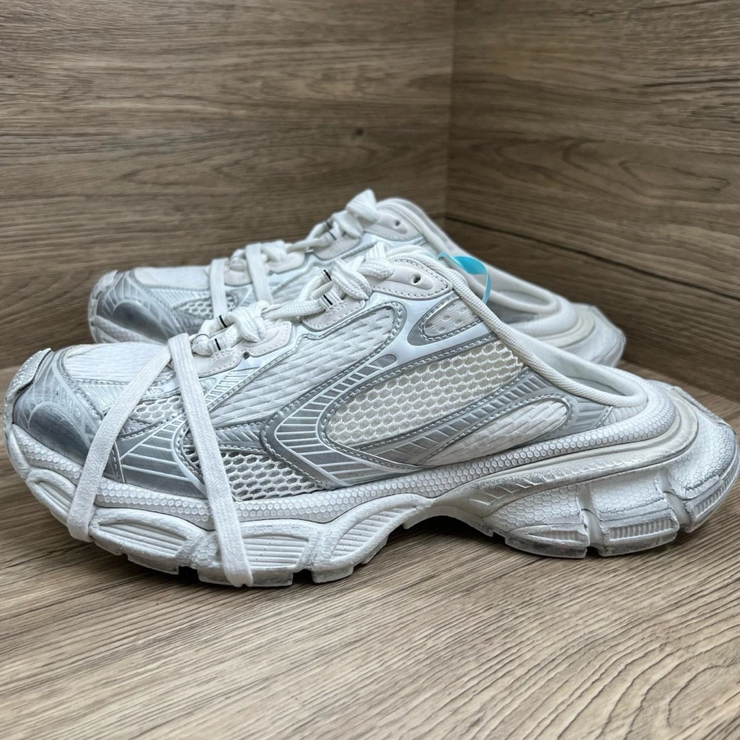 99新 Balenciaga/巴黎世家 3XL 银白穆勒半拖 42码